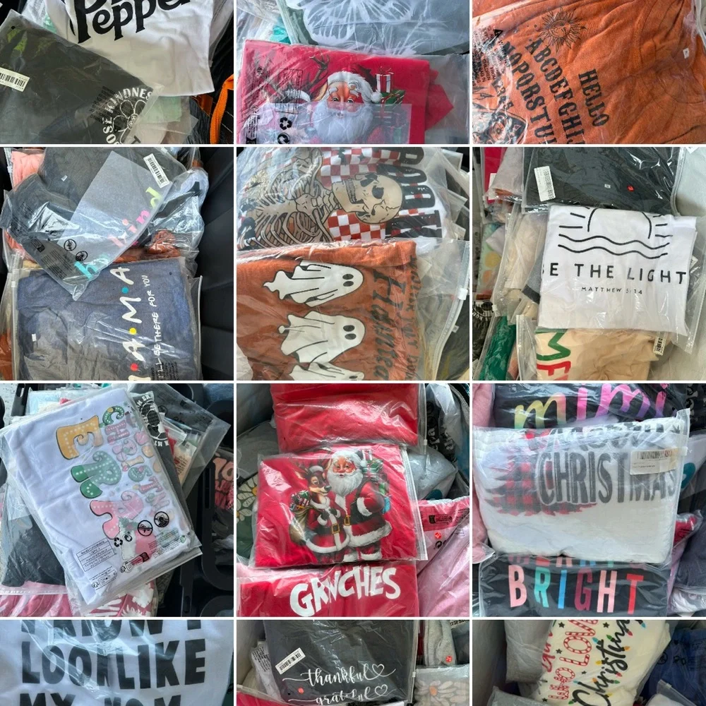 Bulk Clothing Lot Warehouse sale Holiday T-shirt /long sleeves/Sweatshirt - Picture 4 of 13